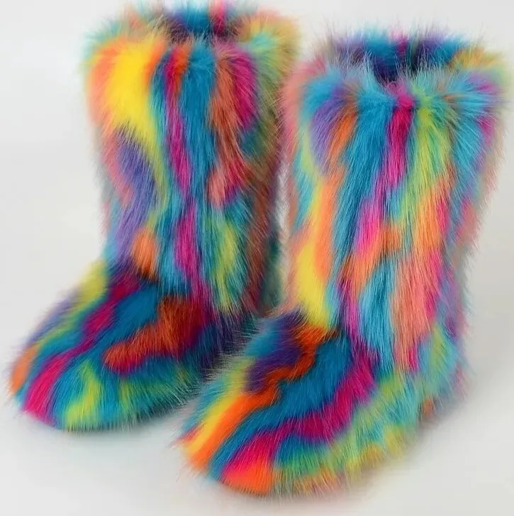 Trendy Faux Furry Fur Plush Boots