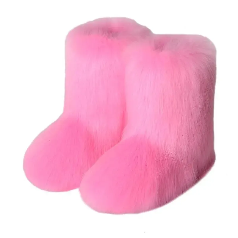 Trendy Faux Furry Fur Plush Boots