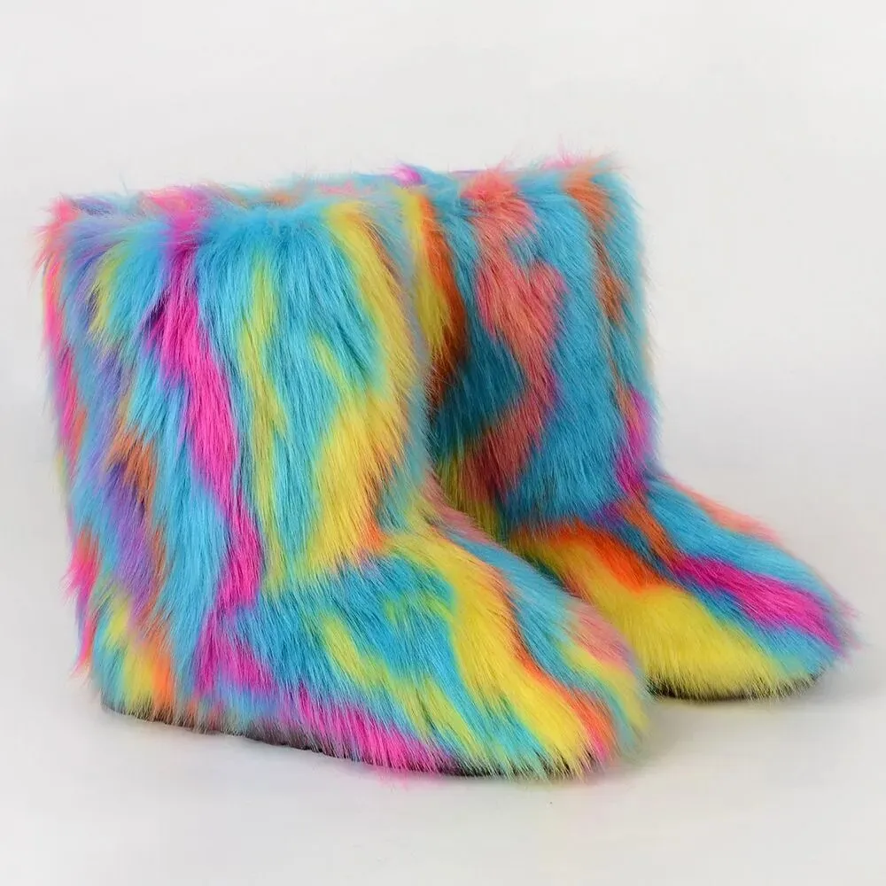 Trendy Faux Furry Fur Plush Boots