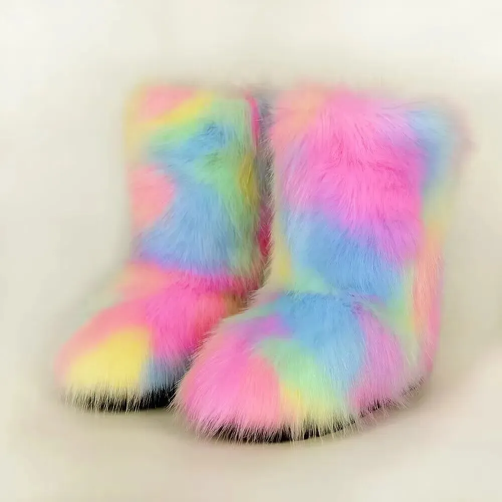 Trendy Faux Furry Fur Plush Boots