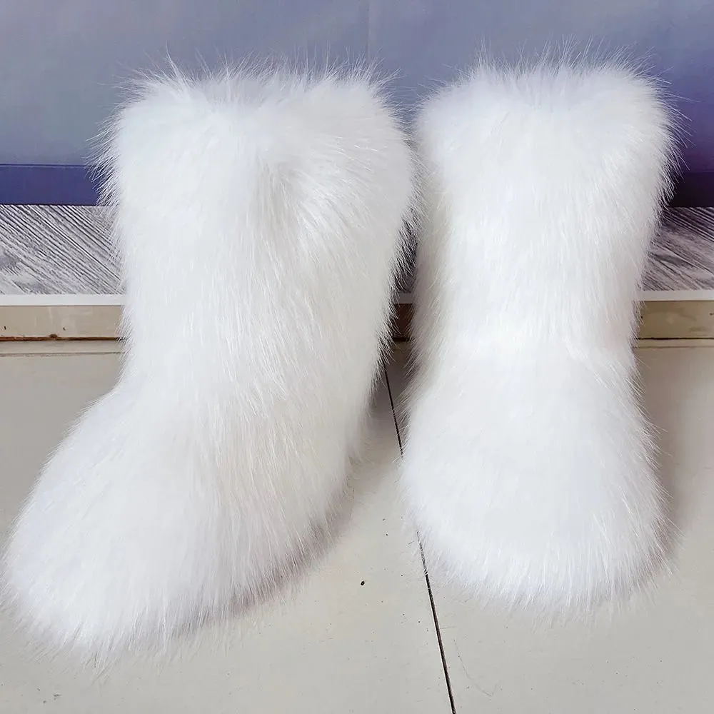 Trendy Faux Furry Fur Plush Boots