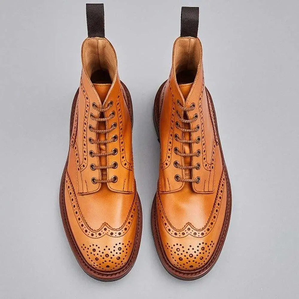 TRICKER'S Stow Boots - Mens Dainite or Leather Sole - Acorn Antique