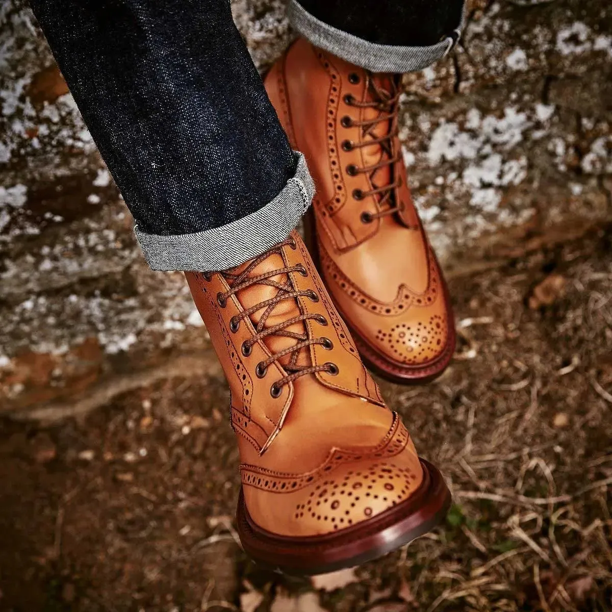 TRICKER'S Stow Boots - Mens Dainite or Leather Sole - Acorn Antique