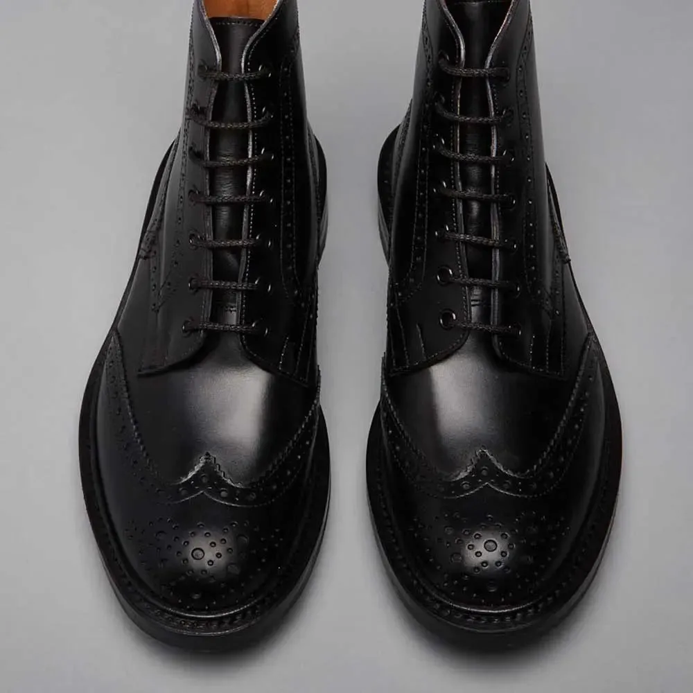 TRICKER'S Stow Boots - Mens Dainite or Leather Sole - Black Calf