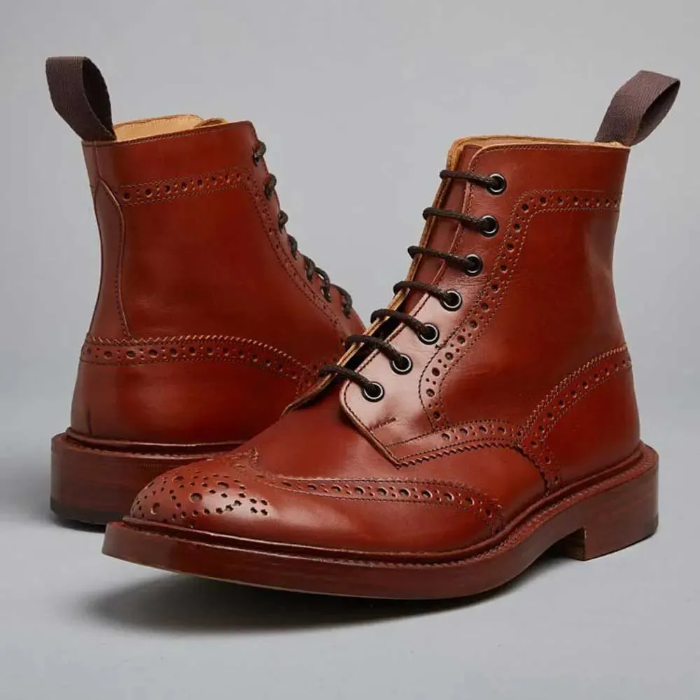 TRICKER'S Stow Boots - Mens Dainite or Leather Sole - Marron Antique