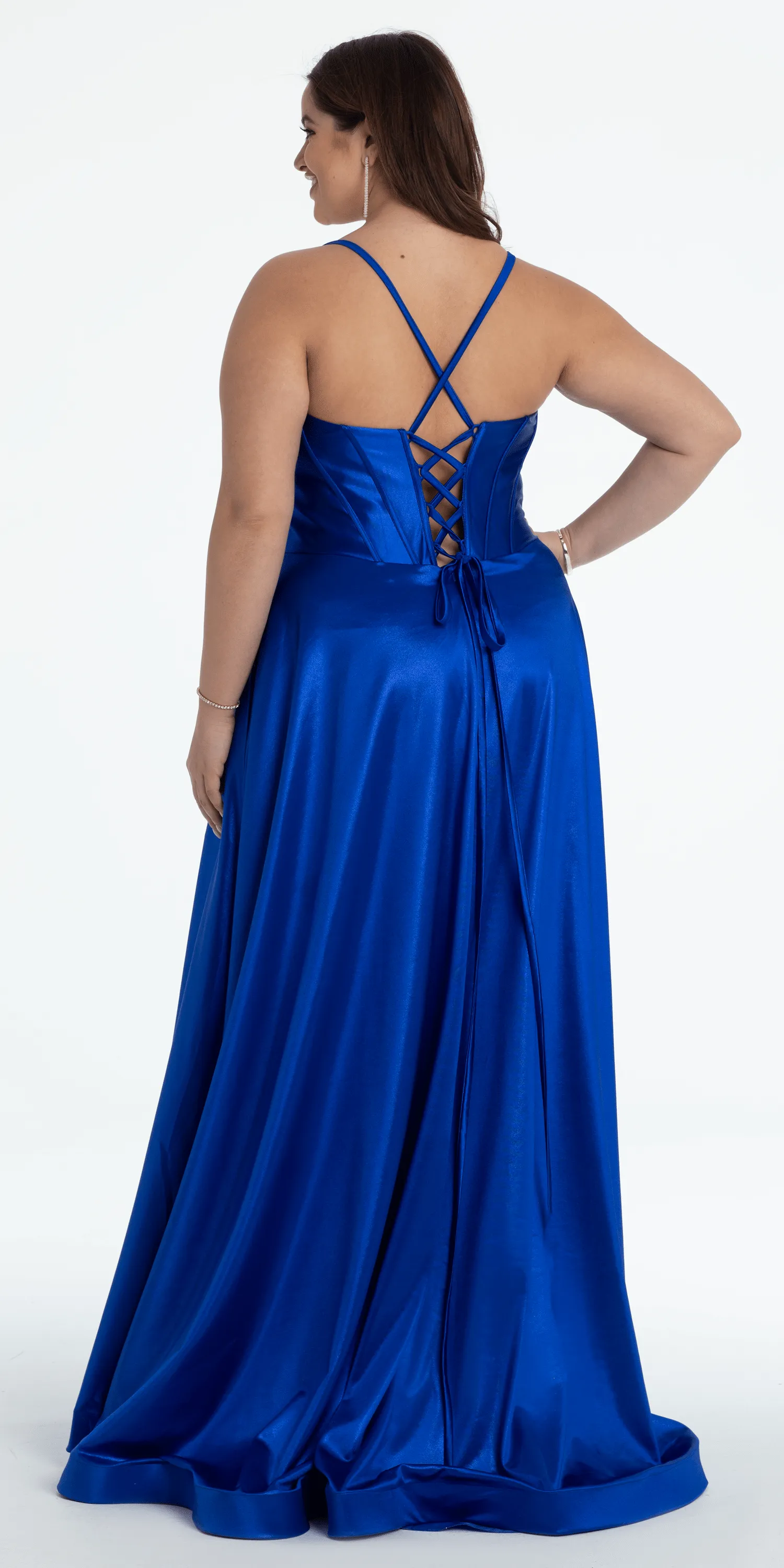 Twist Bodice Satin Corset Ballgown