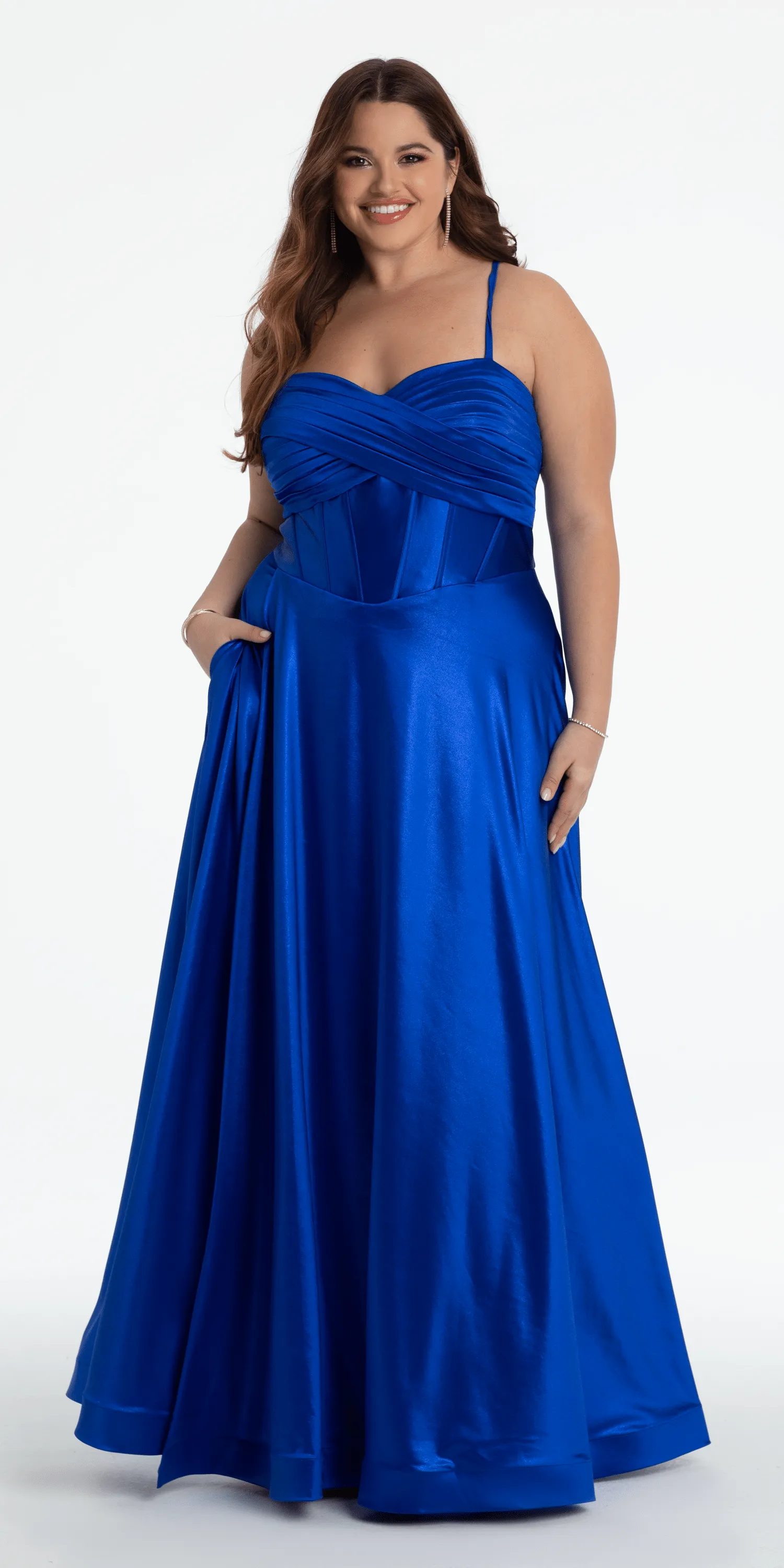 Twist Bodice Satin Corset Ballgown