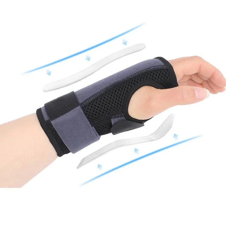 Two-Way Compression Stabilized Support Plate Wrist Brace Fracture Sprain Rehabilitation Wrist Brace, Specification: Left Hand S (Black Grey)