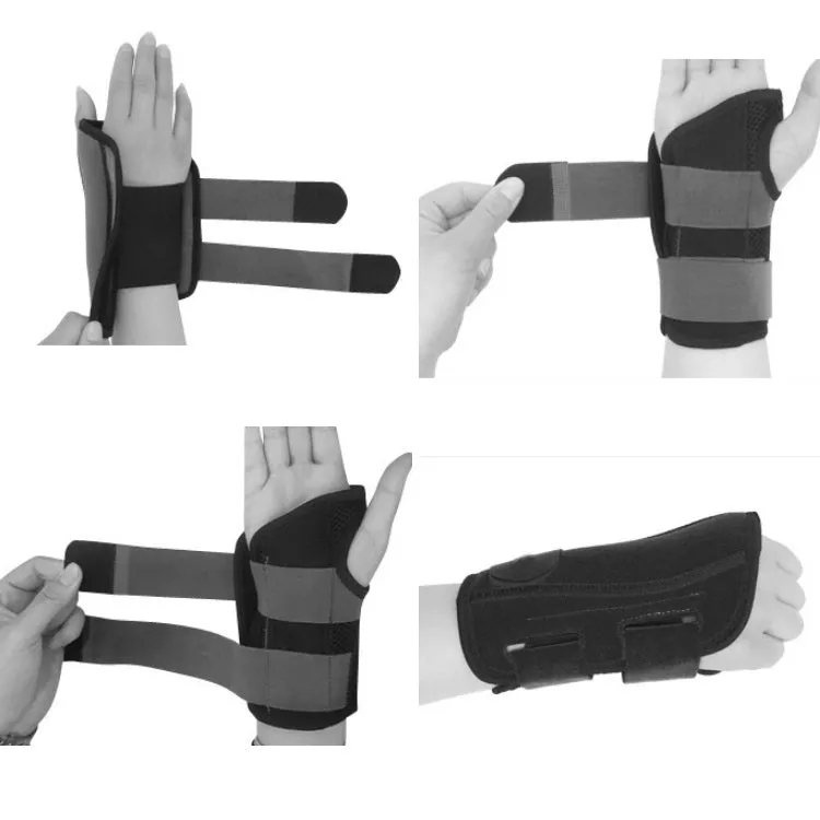 Two-Way Compression Stabilized Support Plate Wrist Brace Fracture Sprain Rehabilitation Wrist Brace, Specification: Left Hand S (Black Grey)