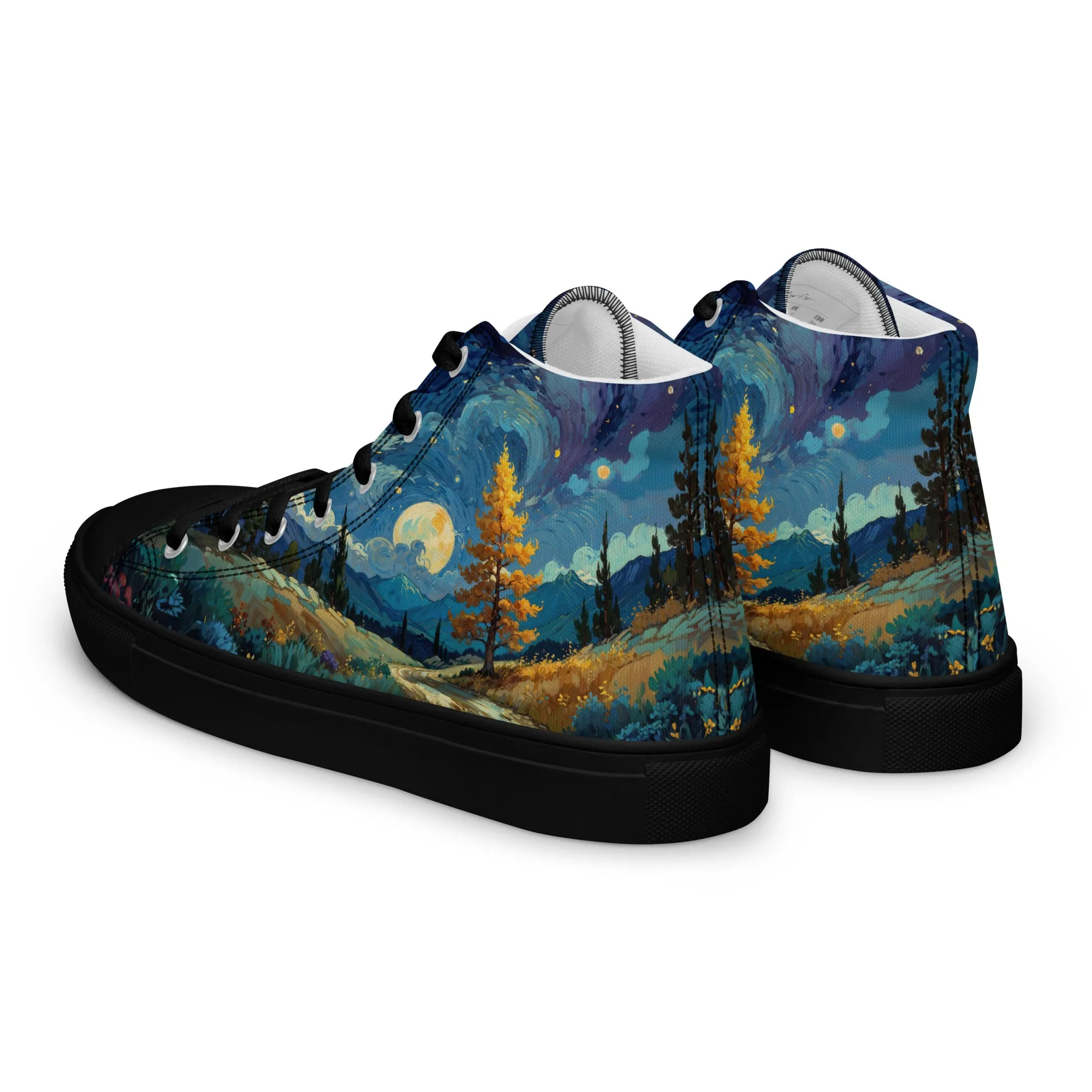 Unisex high top canvas shoes - Lanscape painting