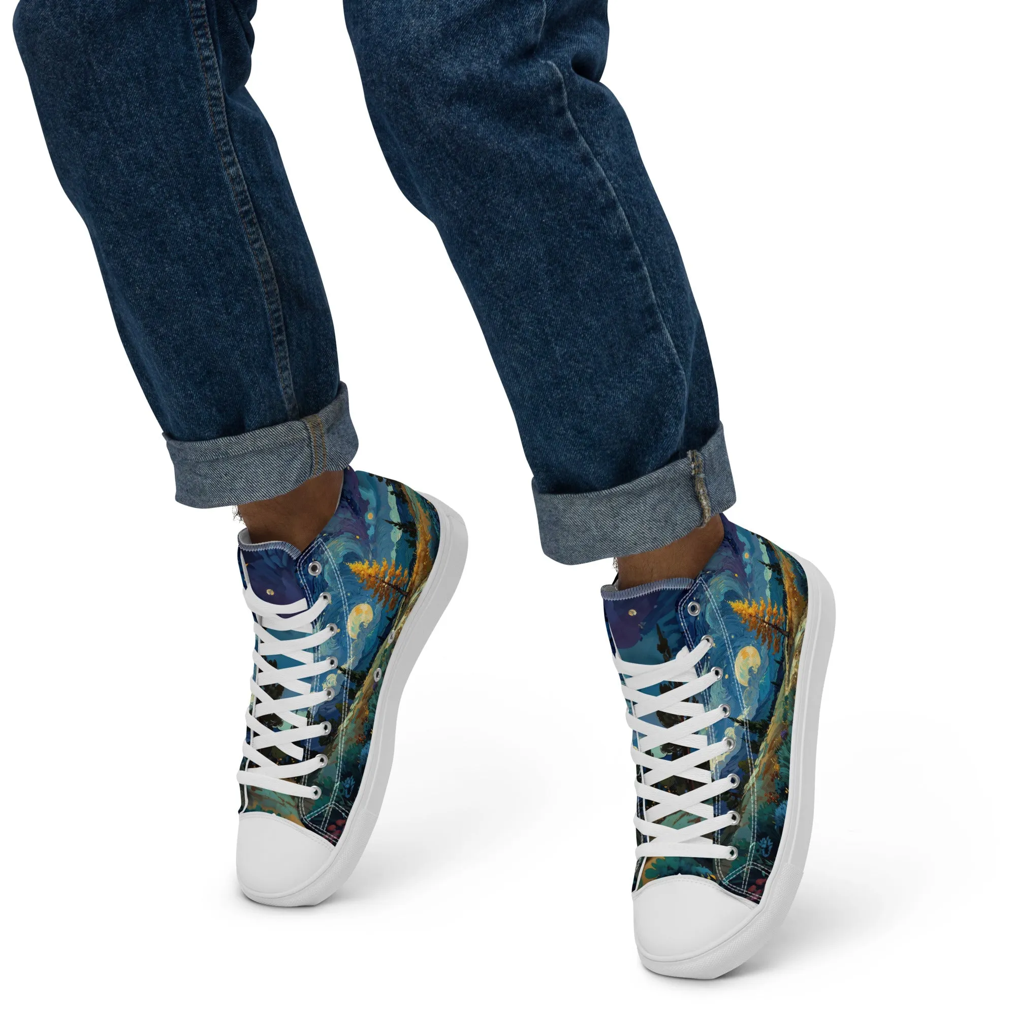 Unisex high top canvas shoes - Lanscape painting