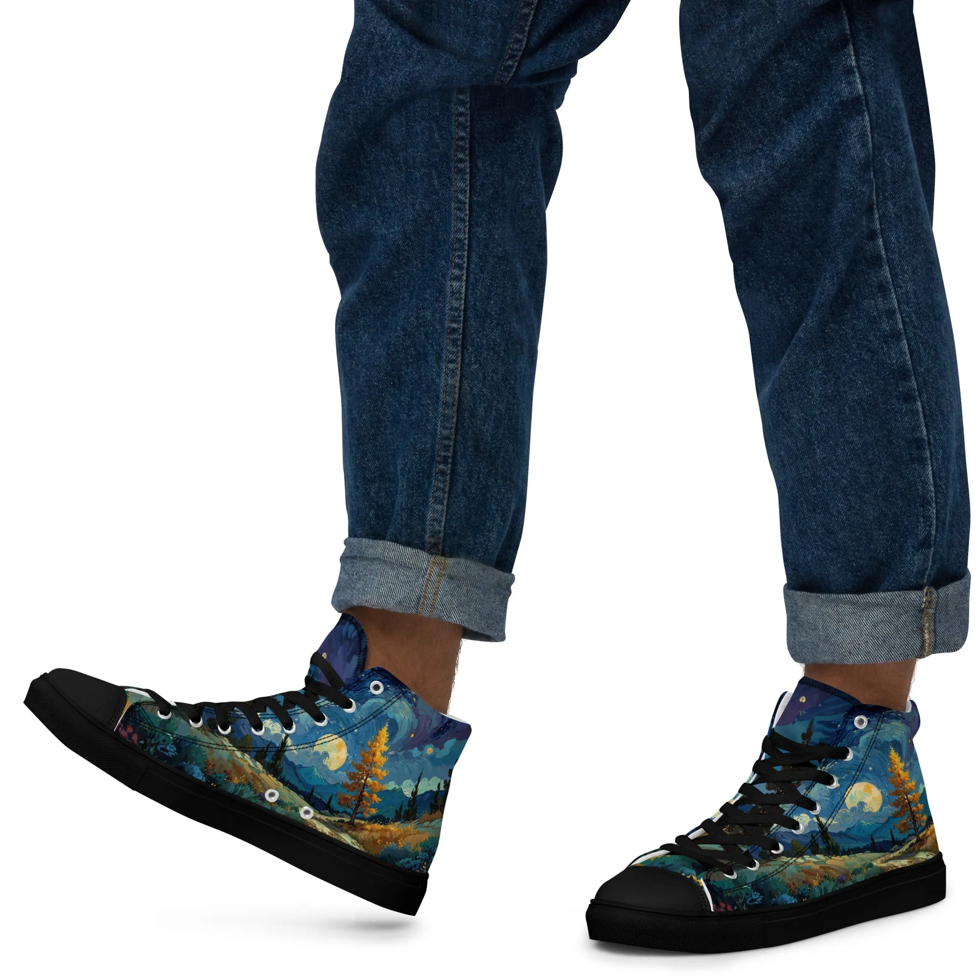 Unisex high top canvas shoes - Lanscape painting