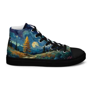 Unisex high top canvas shoes - Lanscape painting