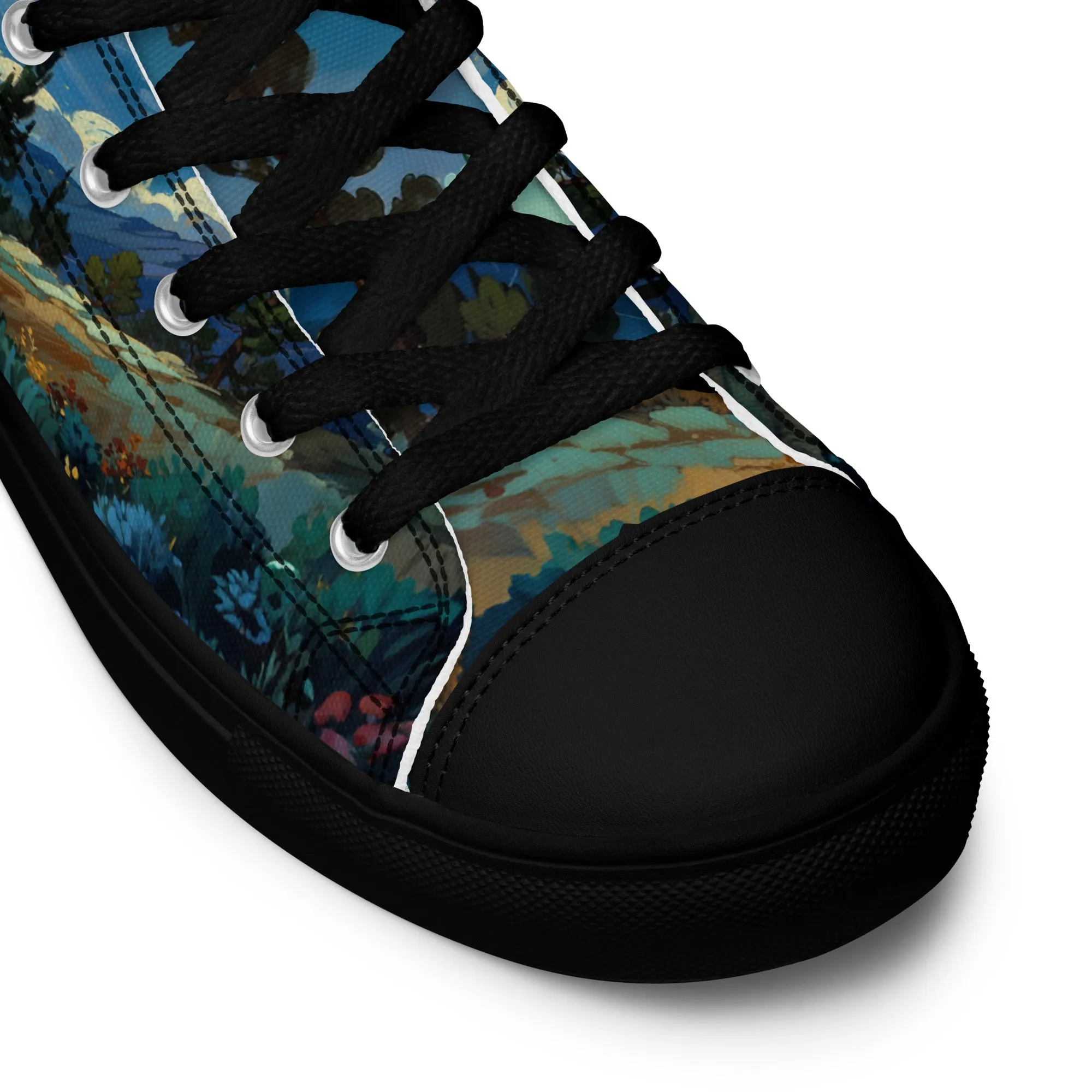 Unisex high top canvas shoes - Lanscape painting