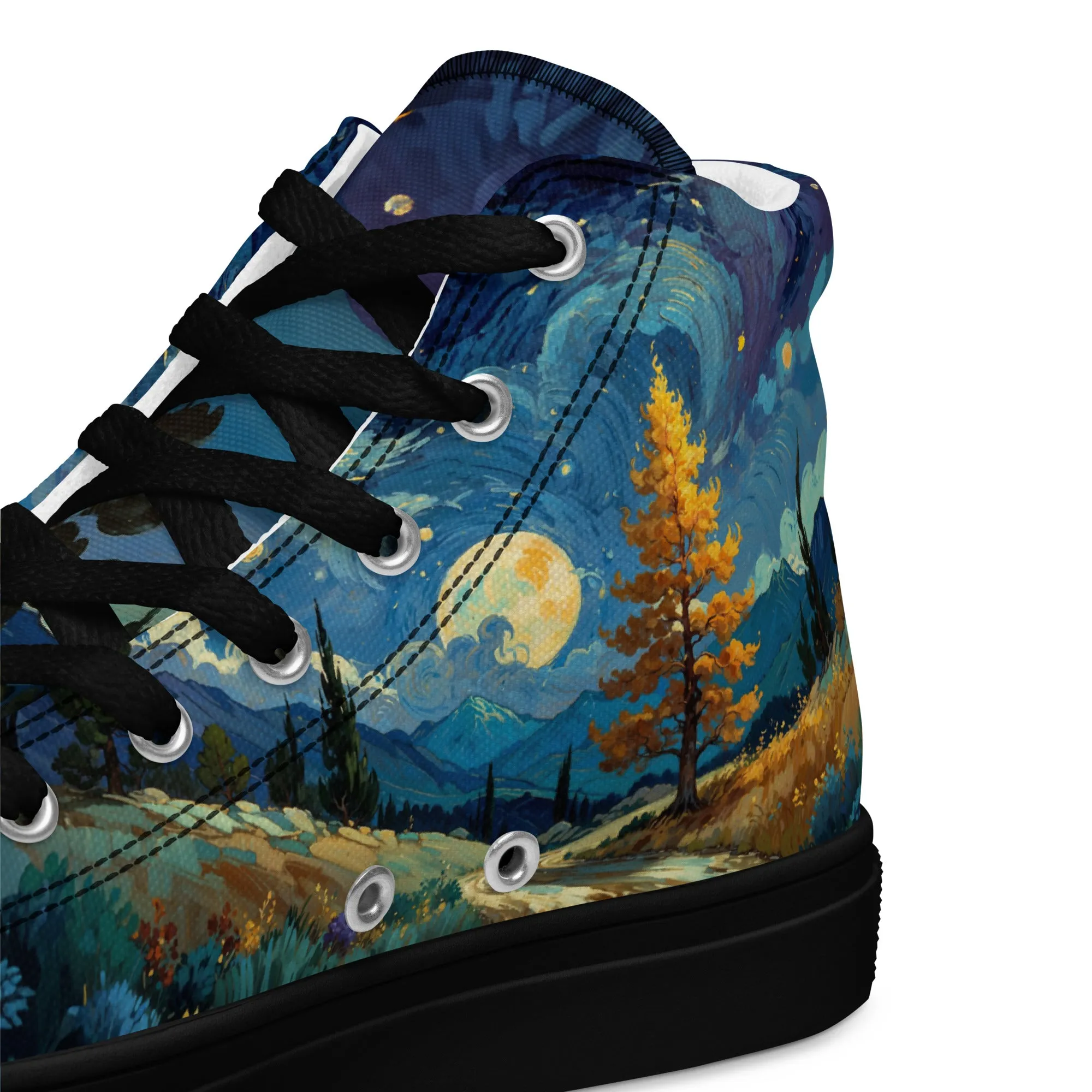 Unisex high top canvas shoes - Lanscape painting