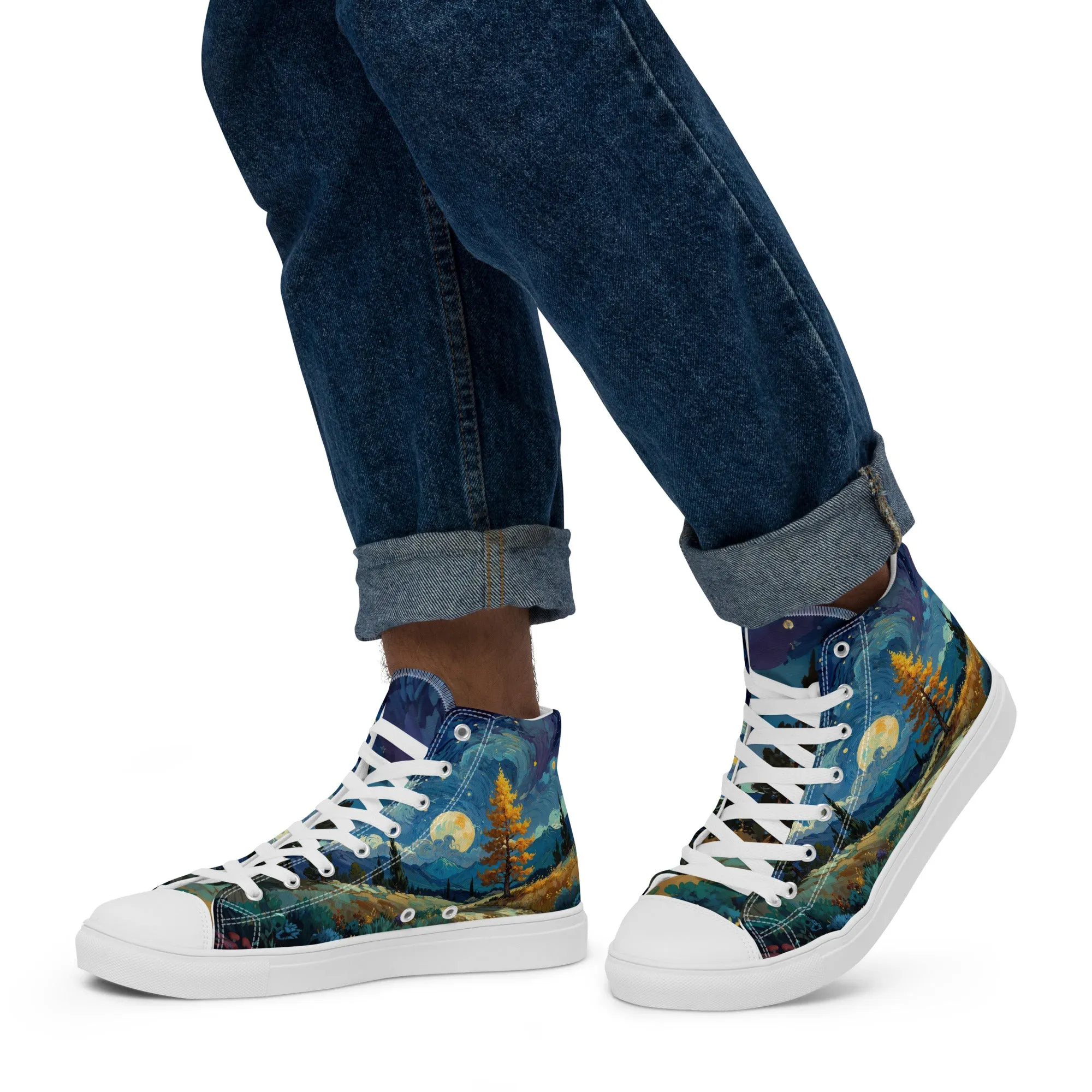 Unisex high top canvas shoes - Lanscape painting