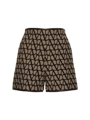 Valentino   Logo jacquard canvas mini shorts 