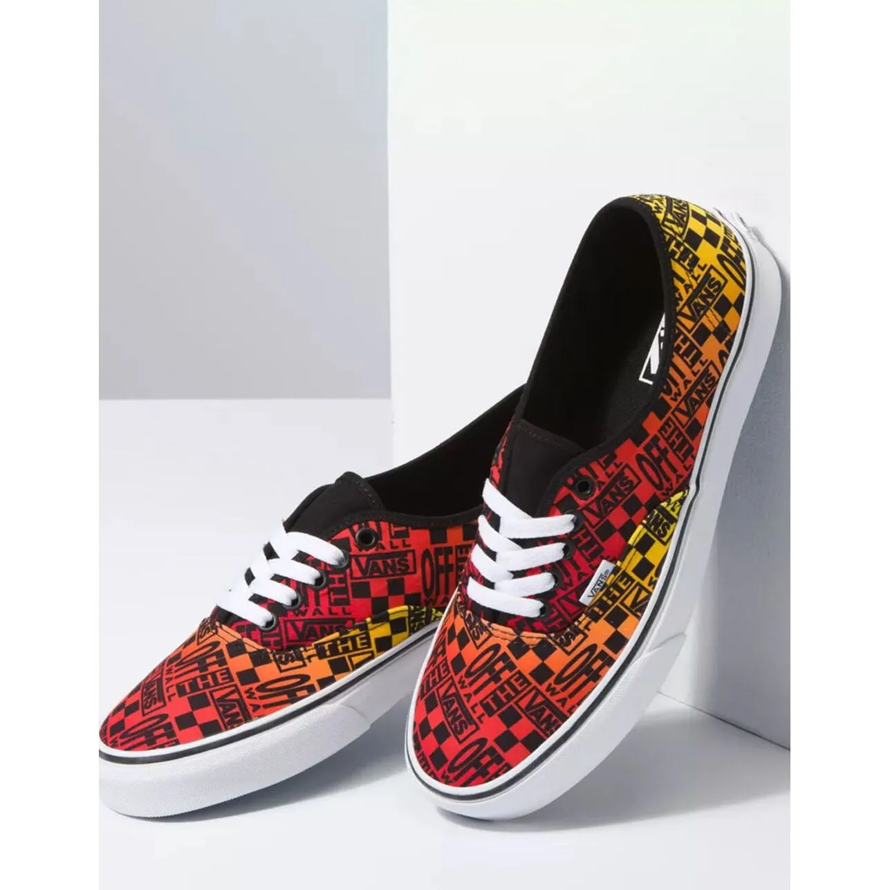 Vans Unisex Logo Flame Authentic Shoes - Black / Fire / White