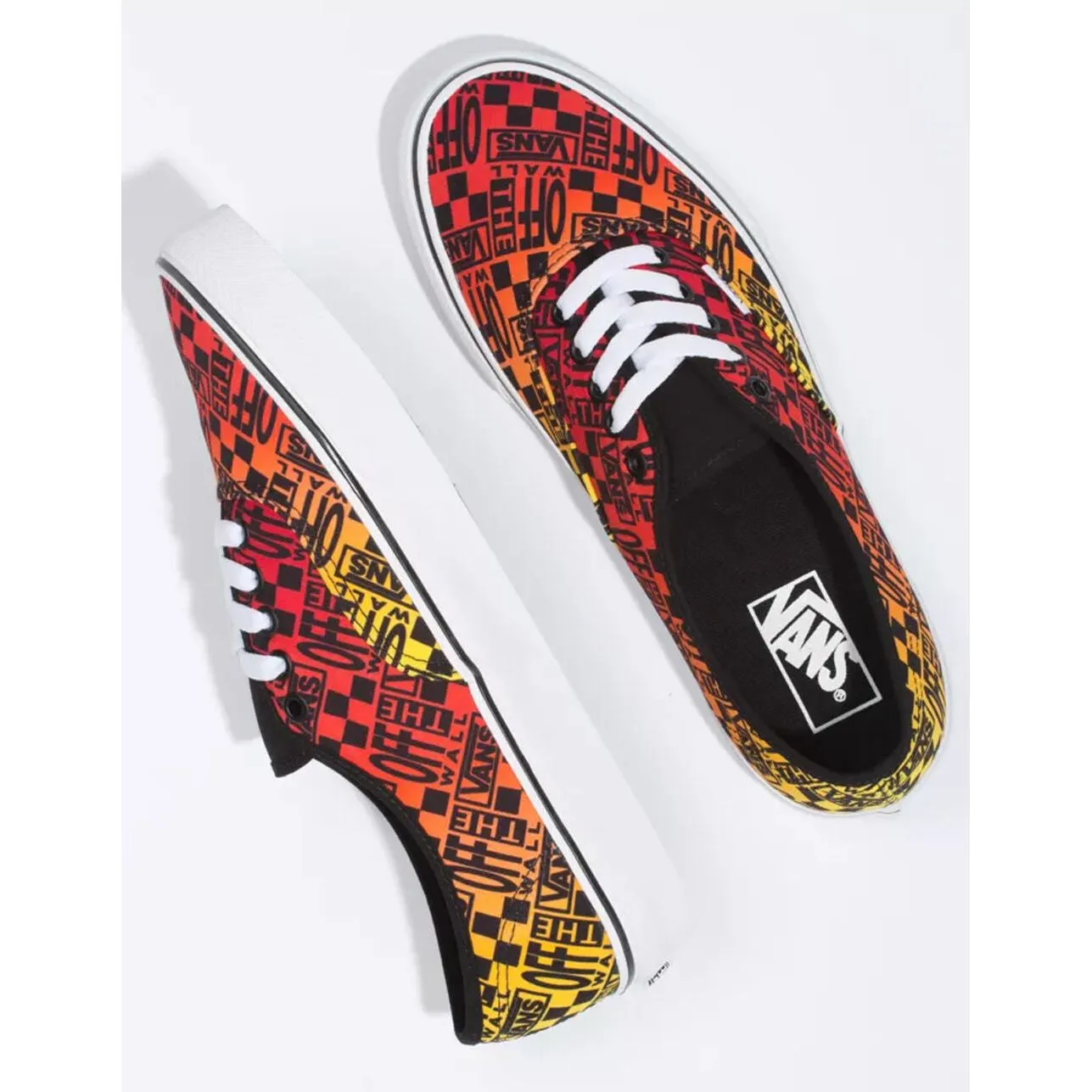 Vans Unisex Logo Flame Authentic Shoes - Black / Fire / White