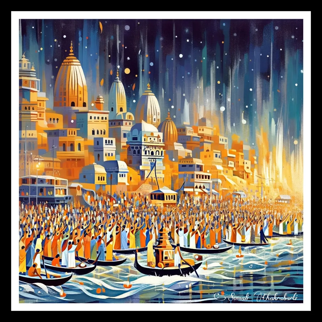 Varanasi Ganga Aarti Wall Art S2