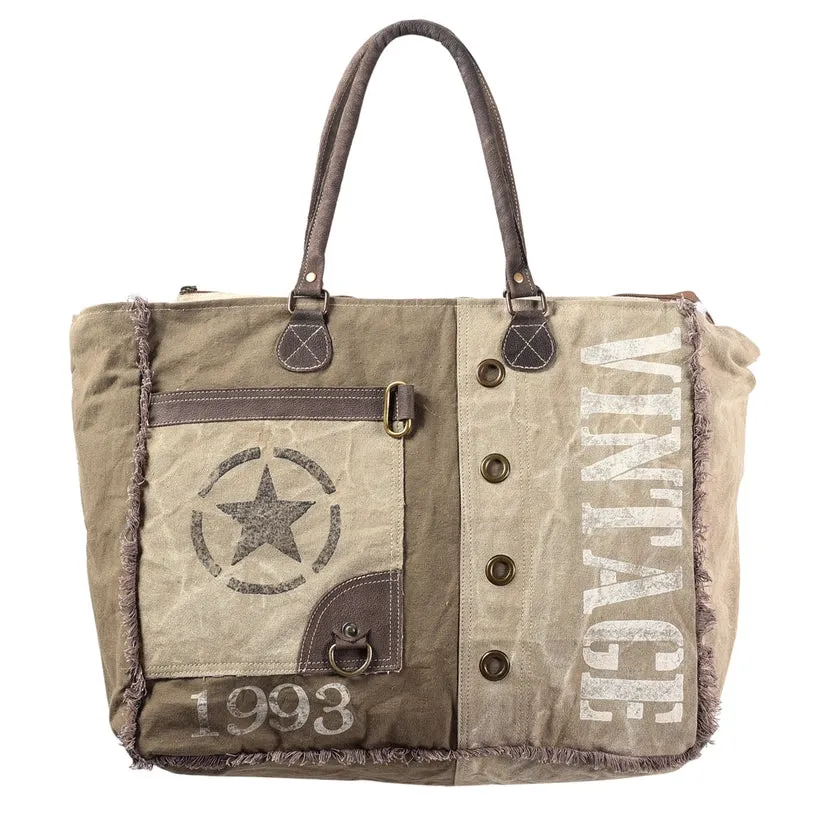 Vintage Star Frayed Tote