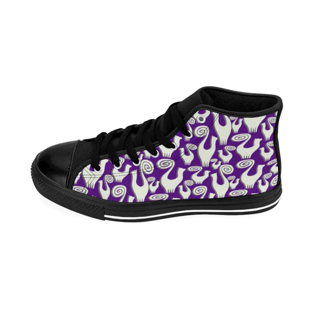 Violet Snooty Cats Women's High-top Sneakers