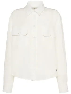 Weekend Max Mara   Eureka linen canvas breast pocket shirt 