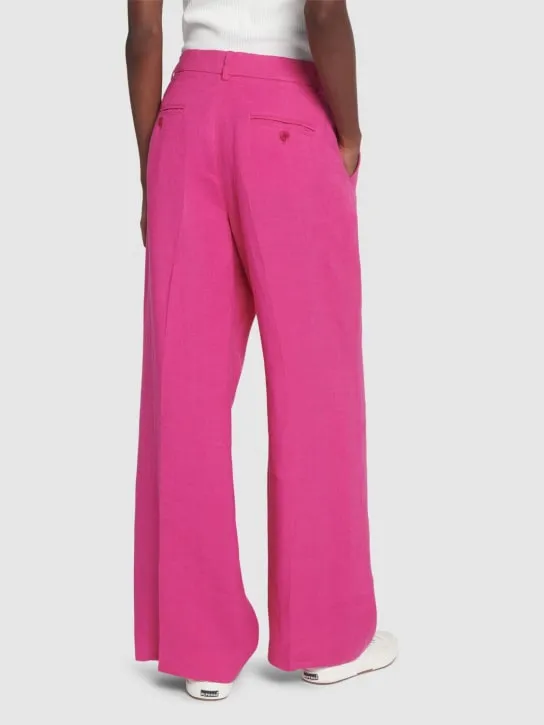 Weekend Max Mara   Malizia linen canvas wide pants 