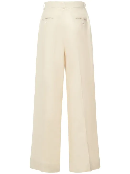 Weekend Max Mara   Malizia linen canvas wide pants 