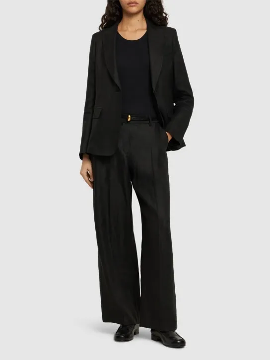 Weekend Max Mara   Malizia linen canvas wide pants 