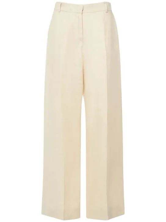 Weekend Max Mara   Malizia linen canvas wide pants 