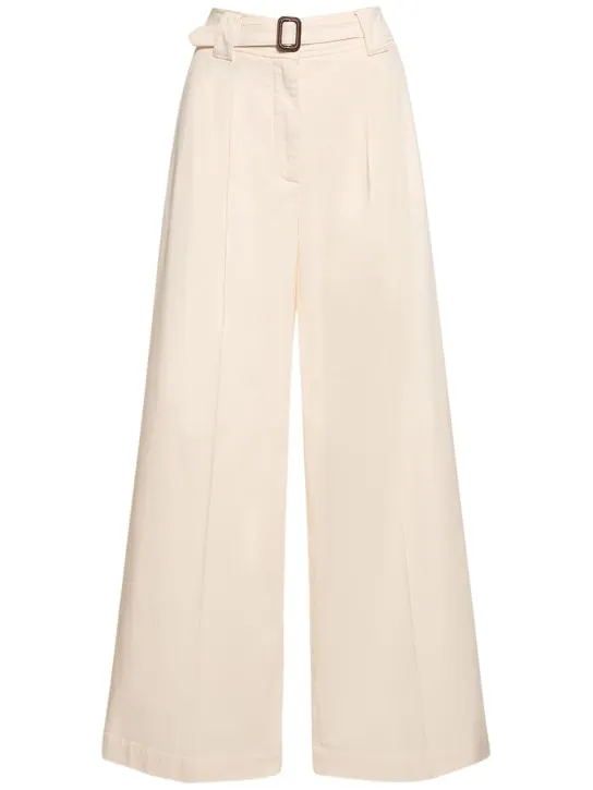 Weekend Max Mara   Pino belted cotton canvas wide pants 