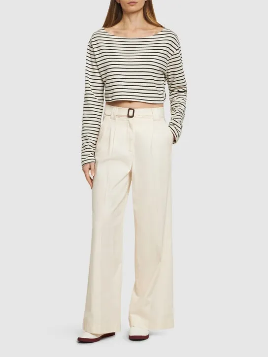 Weekend Max Mara   Pino belted cotton canvas wide pants 