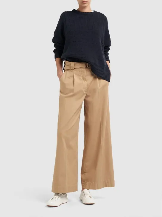 Weekend Max Mara   Pino belted cotton canvas wide pants 