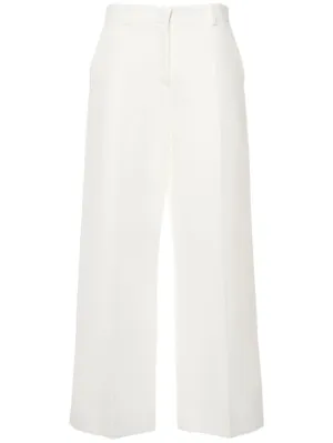 Weekend Max Mara   Zircone cotton &amp; linen canvas wide pants 