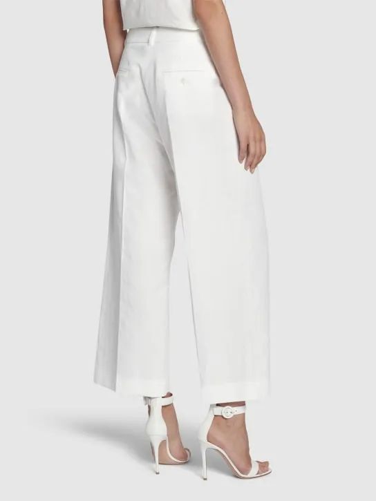 Weekend Max Mara   Zircone cotton &amp; linen canvas wide pants 