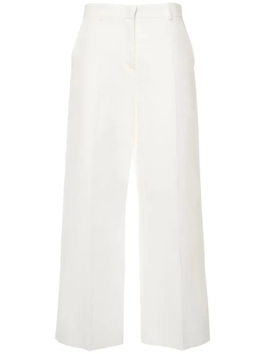 Weekend Max Mara   Zircone cotton &amp; linen canvas wide pants 