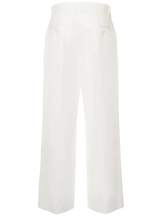 Weekend Max Mara   Zircone cotton &amp; linen canvas wide pants 