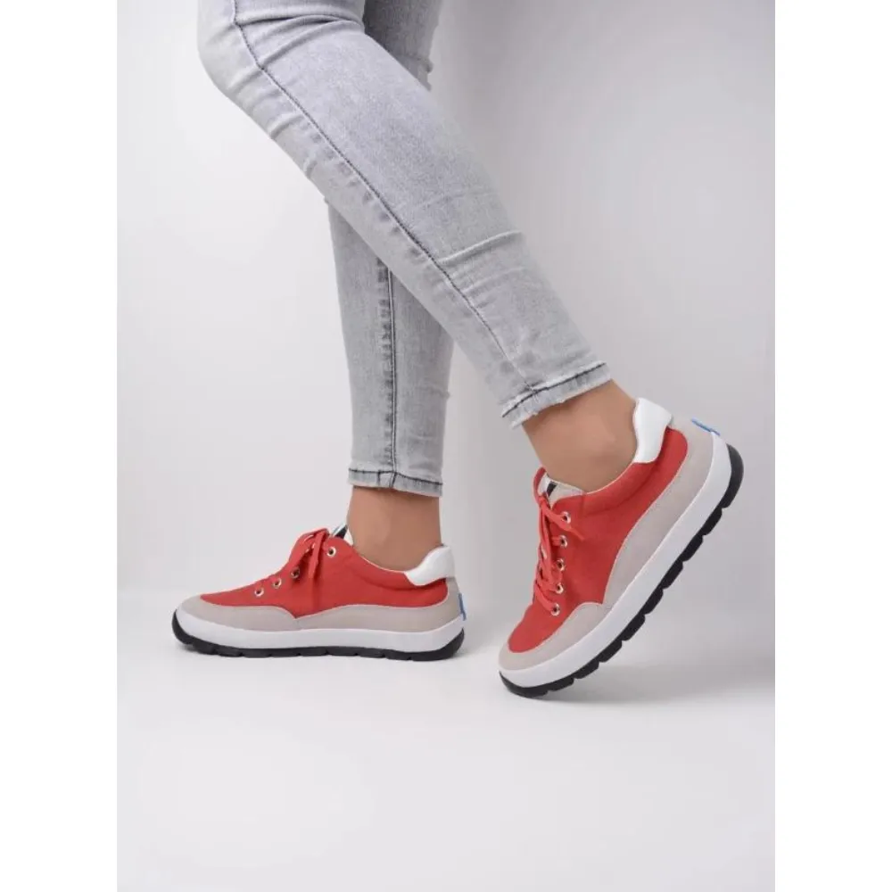 Wolky Babati Red Canvas Suede Leather Sneaker (Women's)