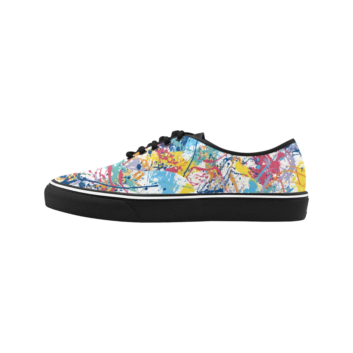 Women's Big Size Multicolored Paint Splatter Print Canvas Low Top Shoes