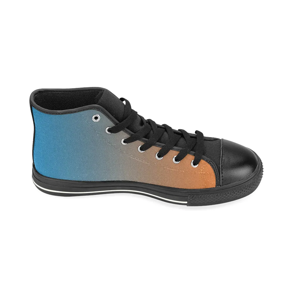 Women's Bluish Orange Solids Print Canvas High Top Shoes