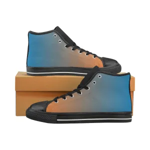 Women's Bluish Orange Solids Print Canvas High Top Shoes