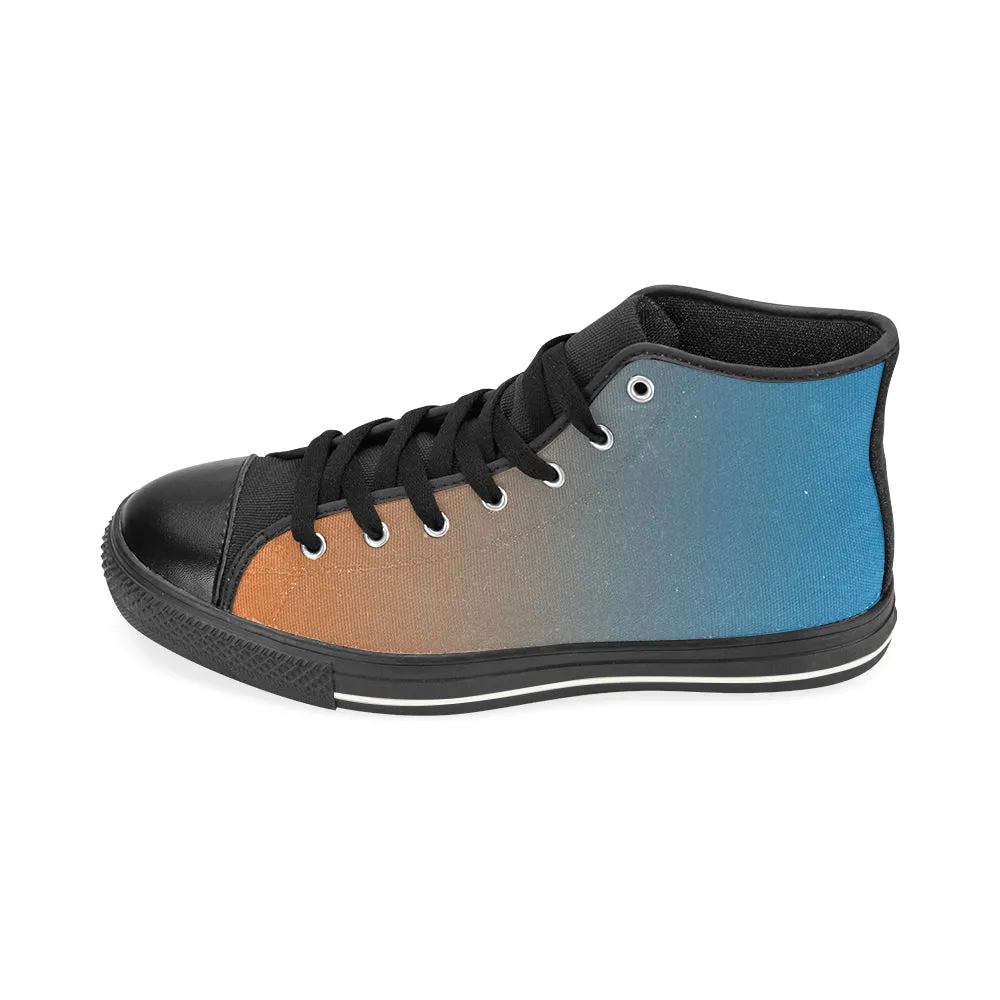 Women's Bluish Orange Solids Print Canvas High Top Shoes