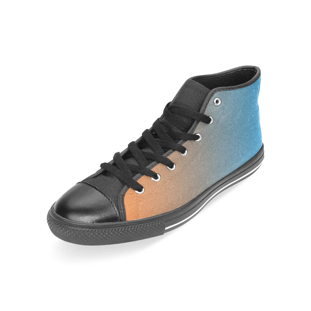 Women's Bluish Orange Solids Print Canvas High Top Shoes