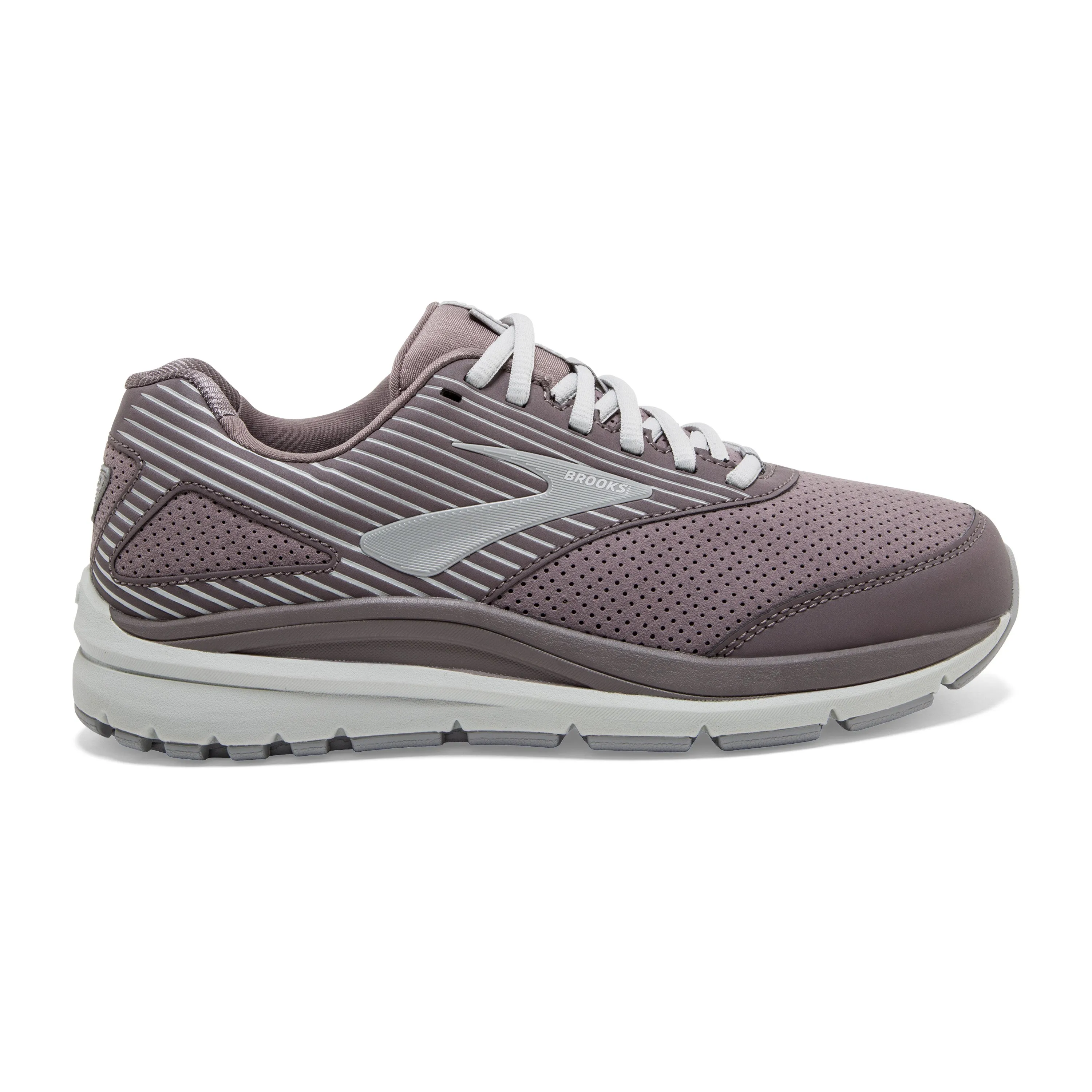 Women's Brooks Addiction Walker Suede Color: Shark/Alloy/Oyster (EXTRA WIDE WIDTH)