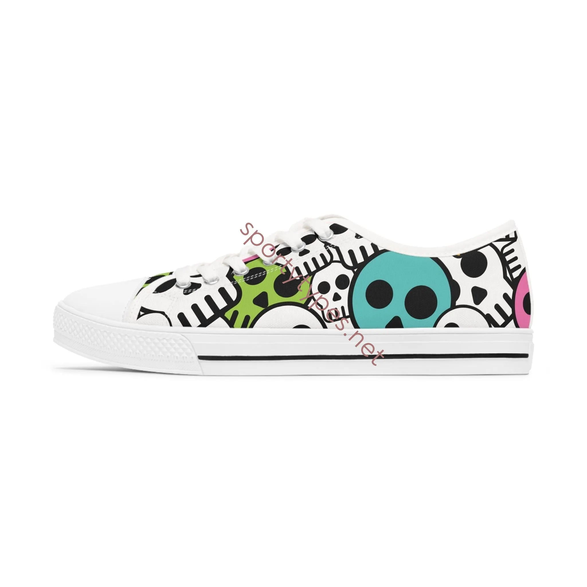 Women's Skull Print Low Top Canvas Sneakers