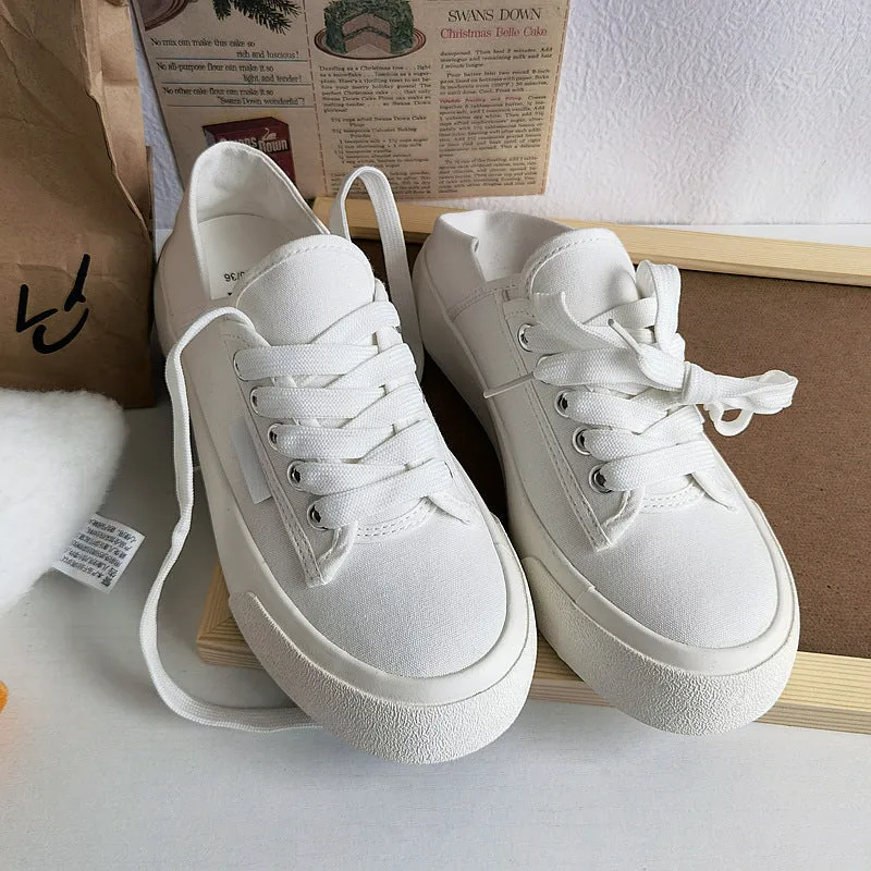 Women's Summer Thin Retro Breathable White Wild Canvas Shoes