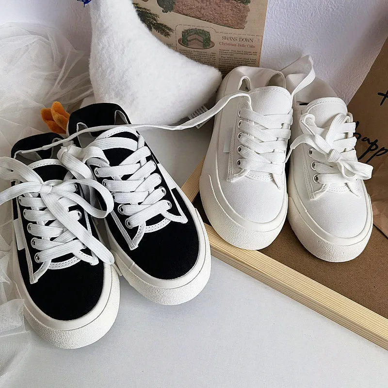 Women's Summer Thin Retro Breathable White Wild Canvas Shoes