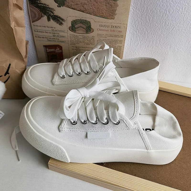 Women's Summer Thin Retro Breathable White Wild Canvas Shoes