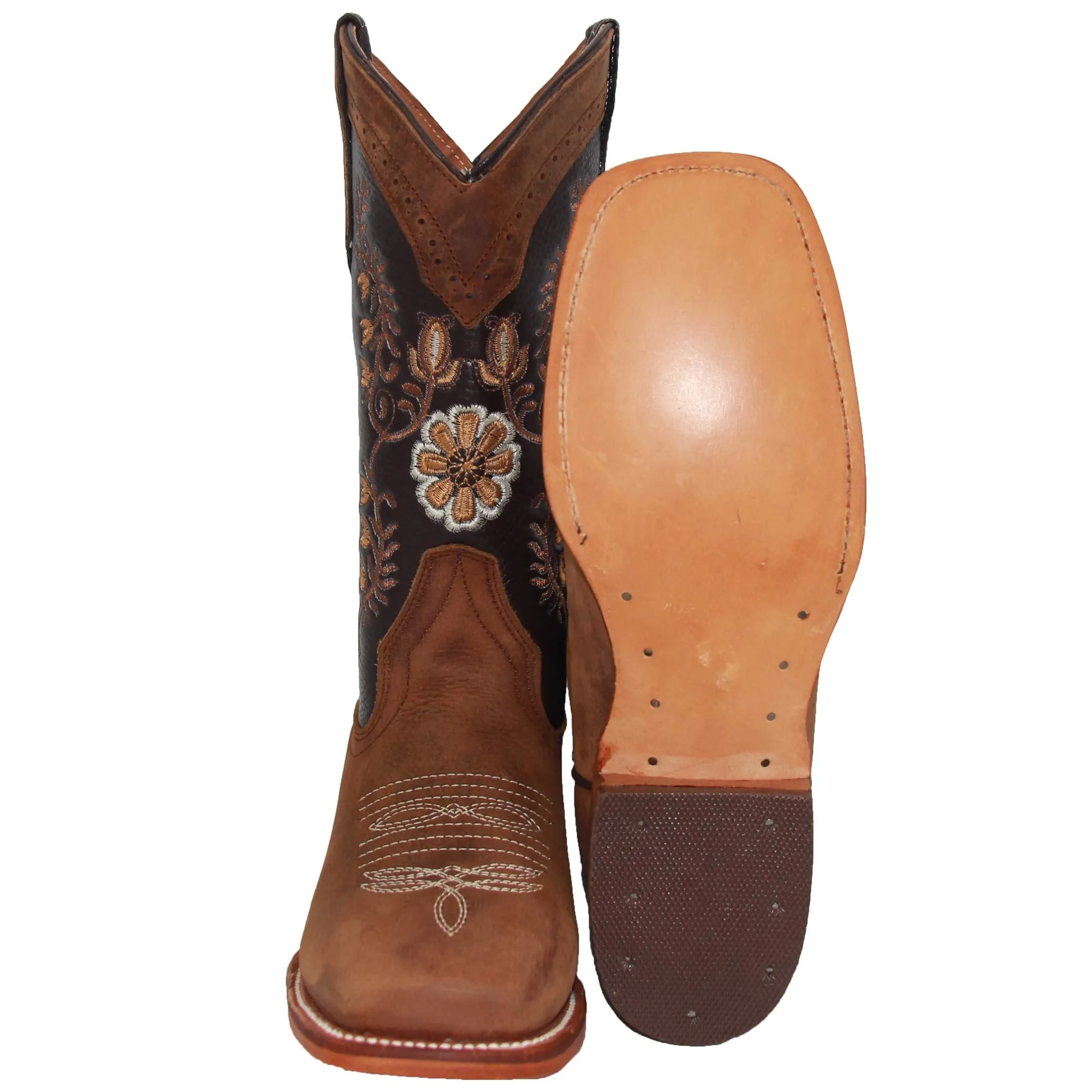 Womens Western Floral Square Toe Cowboy Boot